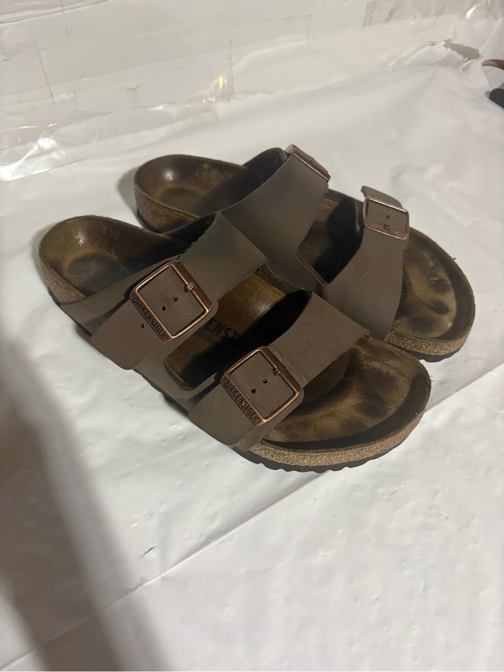 Birkenstock Brown Double Buckle Slide Sandals